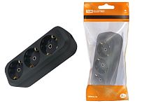 Колодка розеточная 3 гнезда 2П+3 16А 250В черная ТДМ          