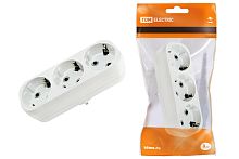 Блок на 3 гнезда 2П+З плоский 16А 250В ТДМ          