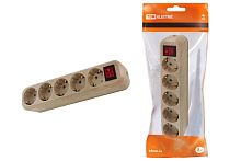 Колодка розеточная 5 гнезд 2П+3 с выключателем16А 250В "Эко"(сосна) ТДМ          