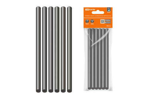 Клеевые стержни универсальные черные, 11 мм x 100 мм, 6 шт, "Алмаз" TDM                                        