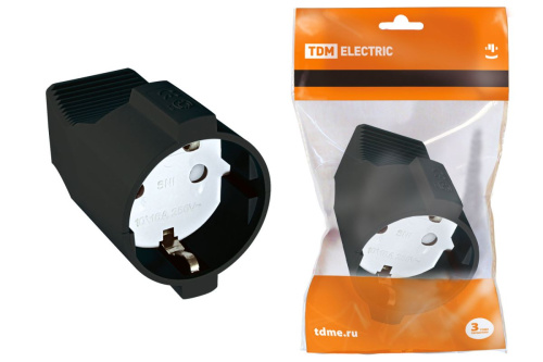 Кабельная розетка 2П+3 16А 250В черная з/ш ТДМ                                        