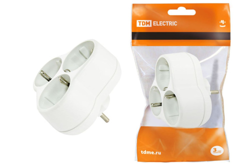 Блок на 3 гнезда 2П+З круглый 16А 250В ТДМ                                        