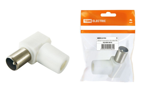 Штекер TV антенный угл. белый без пайки, инд. упаковка ТДМ                                        