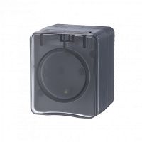 Розетка о/у AtlasDesign Profi54 1м с/з с з/ш антрацит IP54 16А SchE          