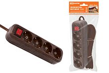 Удлинитель бытовой  У04В выключатель, 4 гнезда, 3метра,2П+3, ПВС 3х1мм2 "Эко" (бук) 16А/250В ТДМ          