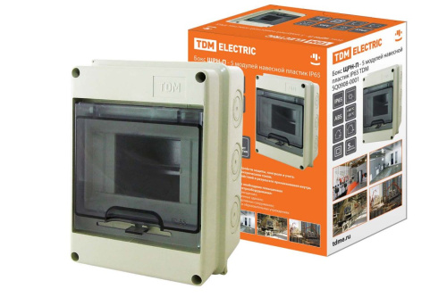 Бокс пластиковый ЩРН-П-5 155х113х89 IP65 белая крышка ТДМ                                        