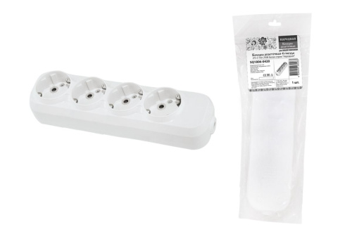 Колодка розеточная 4 гнезда 2П+3 16А 250В белая серии "Народная" ТДМ                                        