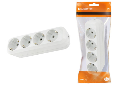 Колодка розеточная 4 гнезда 2П+3 16А 250В белая ТДМ                                        
