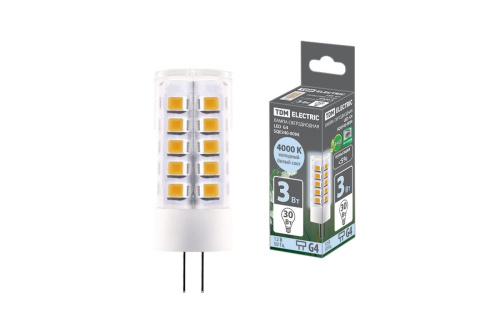 Лампа светодиодная  3Вт G4 12В 4000К AC/DC, SMD, 16x43 мм ТДМ                                        
