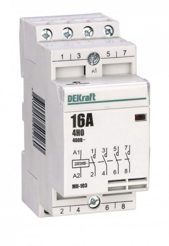 Модульный контактор 4НО 16А 230В МК-103 DEKraft                                        