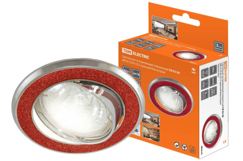 Светильник встраиваемый поворотный СВ 02-06 MR16 50Вт G5.3 красный блеск/хром ТДМ                                        