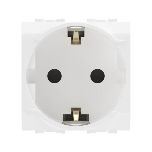 Электрическая розетка  с заземлением, со шторками, белая, 2мод. (упак 10шт)                                        