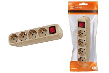 Колодка розеточная 4 гнезда 2П+3 с выключателем16А 250В "Эко" (сосна) ТДМ          