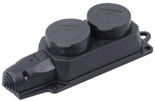 Розетка двухместная с заглушками каучук 2Р+РЕ 16А 250В IP44 ОМЕГА ИЭК                                        