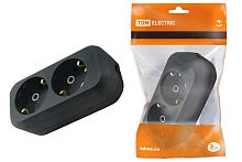 Колодка розеточная 2 гнезда 2П+З 16А 250В черная ТДМ          