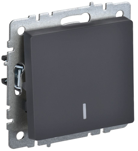 Выключатель с/у BRITE 1кл графит, механизм IP20 10А с инд. ИЭК                                        