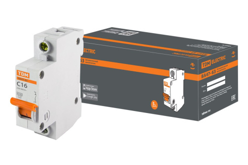 Автоматический выключатель 1п 16А С ВА47-63 ТДМ                                        