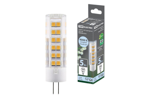 Лампа светодиодная  5Вт G4 12В 4000К AC/DC, SMD, 16x57 мм ТДМ                                        