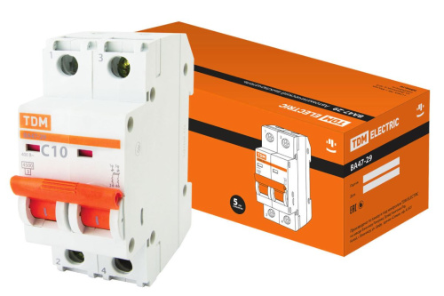 Автоматический выключатель 2п 10А С ВА47-29 ТДМ                                        