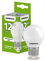 Лампа светодиодная  12Вт E27 G45 4000К шар (упак-100шт) GENERICA          