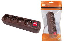 Колодка розеточная 4 гнезда 2П+3 с выключателем16А 250В "Эко" (бук) ТДМ          