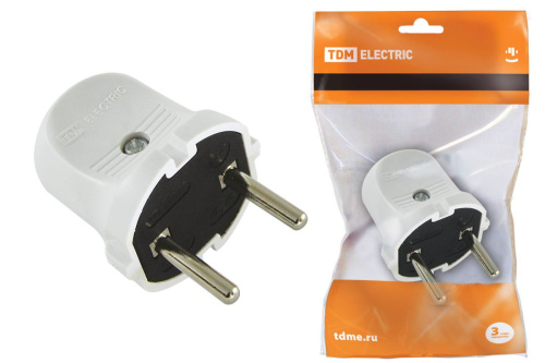 Вилка 6А 250В б/з белая ТДМ                                        