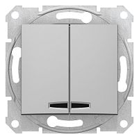 Выключатель с/у Sedna 2кл алюминий IP20 механизм 10А с инд. (упак-10шт) SchE          